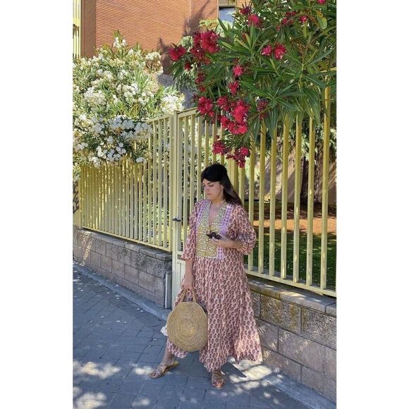 ZARA Cotton Printed Dress Crochet Detail New - Picture 2 of 7